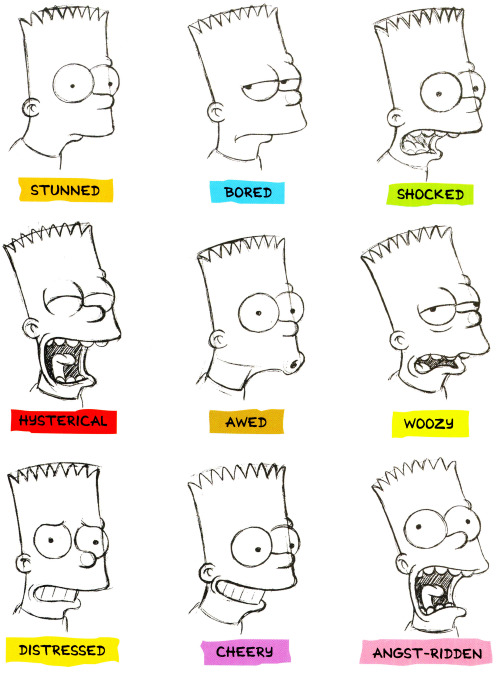 thecomicsvault:  HOMER & BART EXPRESSION REFERENCE SHEETSBy Bill Morrison 