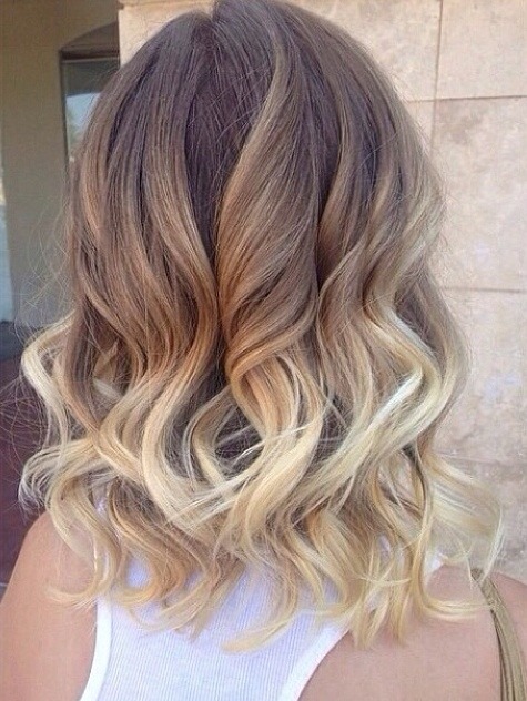 Shoulder length blonde curly hair