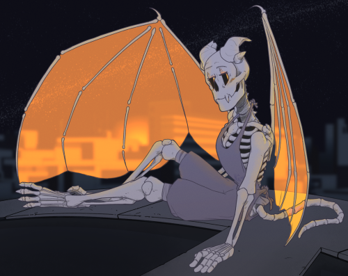 nighttimepixels:Magical skeleton gargoyle wings absolutely glow, yes, thank you, no this causes no p