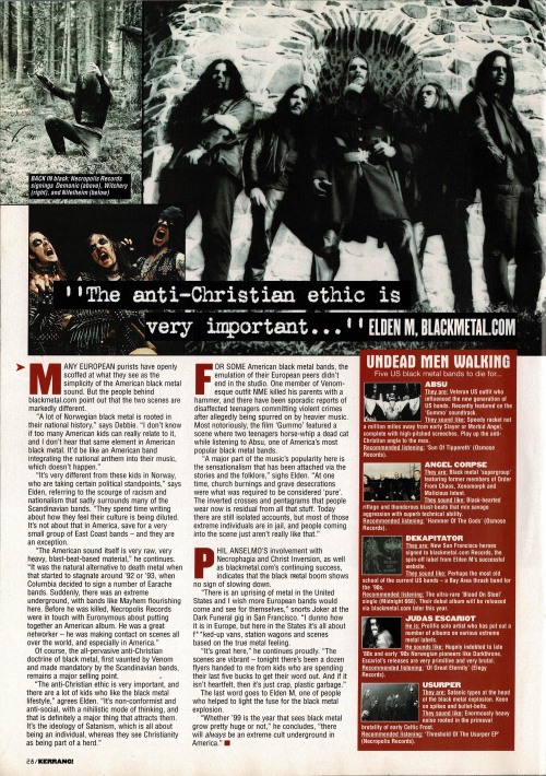 Kerrang! magazine / March 6, 1999 Black metal report by Steffan Chirazi