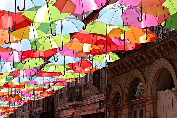 asylum-art:  Hundreds of Colorful Umbrellas in Portugal diana tavares &amp;