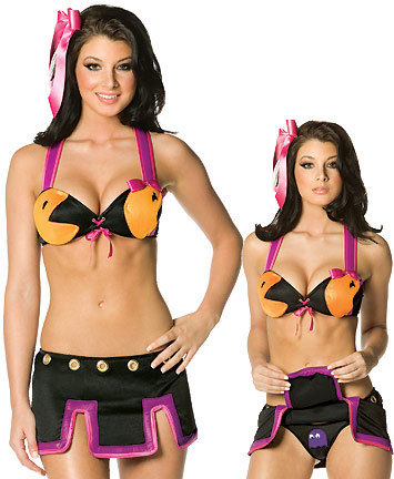 nsfwmag:  pacman 			Full story here 10 bikinis to turn your nerd on 			Follow nsfwmag.tumblr.com