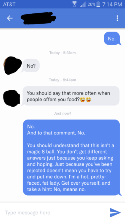 straightwhiteboystexting:  lavenderbootsOn OkC:  He asked if I wanted to Fuck, my answer was simple. He didn’t like that.