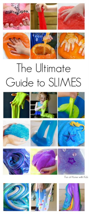 rainbowsandunicornscrafts:DIY 21 Slime Recipes from Fun at Home with Kids. I’ve posted some of these