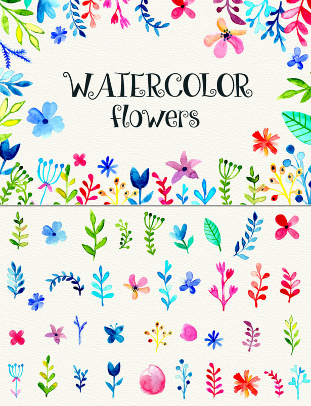 goodtypography:  350+ Watercolor Design Elements &amp; 100+ Stamp Brushes - 51%