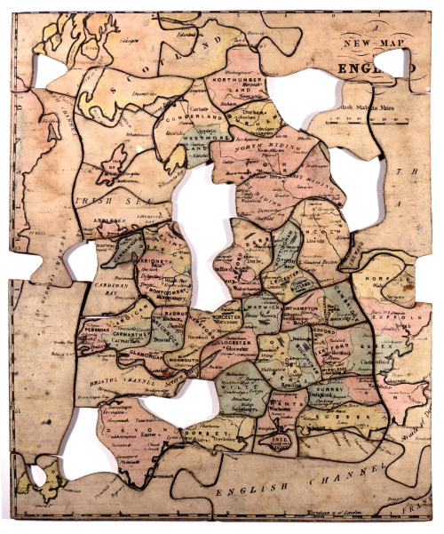 19th century printed map of England and Wales dissected puzzle 