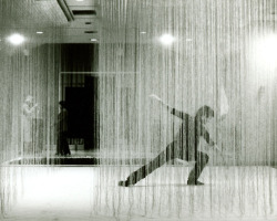 neoyorzapoteca:Lenore Tawney, Four-Armed Cloud, 1979, Pictured with dancer Andy de Groat at the New Jersey State Museum. 