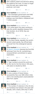 lordnagariverofscales:  shychemist: 2016 wasn’t all bad as Canadian Astronaut Chris Hadfield explains. Humanity did some good this year. The man makes some very excellent points, maybe 2016 wasnt all that bad.let’s hope for 2017 things would get