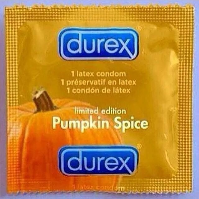 dougie182:  Basics rejoice……..#fall #pumpkin #pumpkinspice #condom #basic 