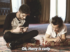 omgzarry:  Zayn: Ok, Harry is curly, charming, quirky and um… sexy. You can have sexy. 