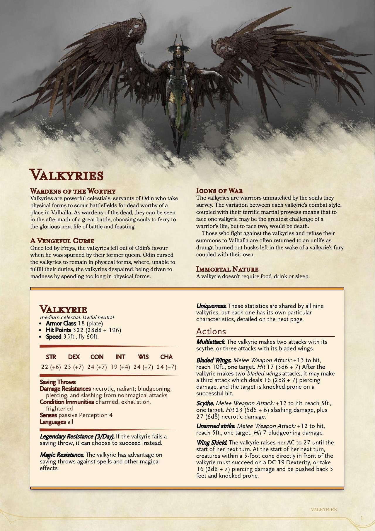 Kor Artificer RPG Design — God of War Valkyries in D&D (Download) My