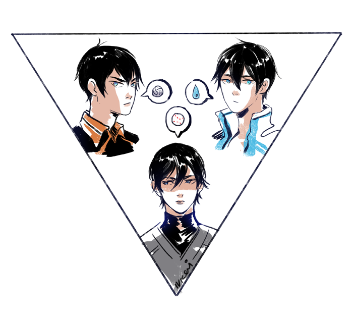 plagalkey:  trinity of cute sports animu boys with black hair 