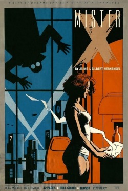 insiringoddsnsods:  Mister X posters by Paul Rivoche and Jaime Hernandez… 