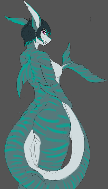 Helping my girlfriend design a Tiger Shark OC.We’re thinking of the name Berry Bite,  but are still thinking.Feedback would be greatly appreciated^^