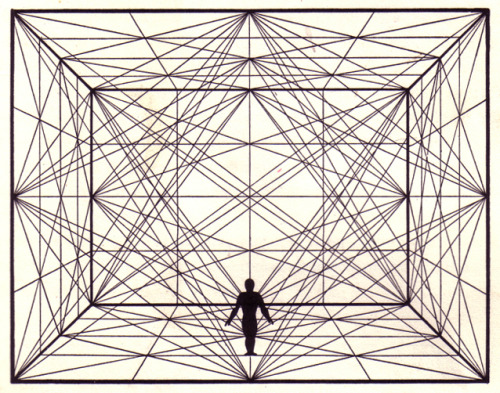 arpeggia:Oskar Schlemmer - Figure in space with plane geometry and spacial delineations, 1921 (top); Drawing of man as dancer, 1921 (bottom), taken from Oskar Schlemmer, et al., The Theatre of the Bauhaus, Middleton- Wesleyan University Press, 1961