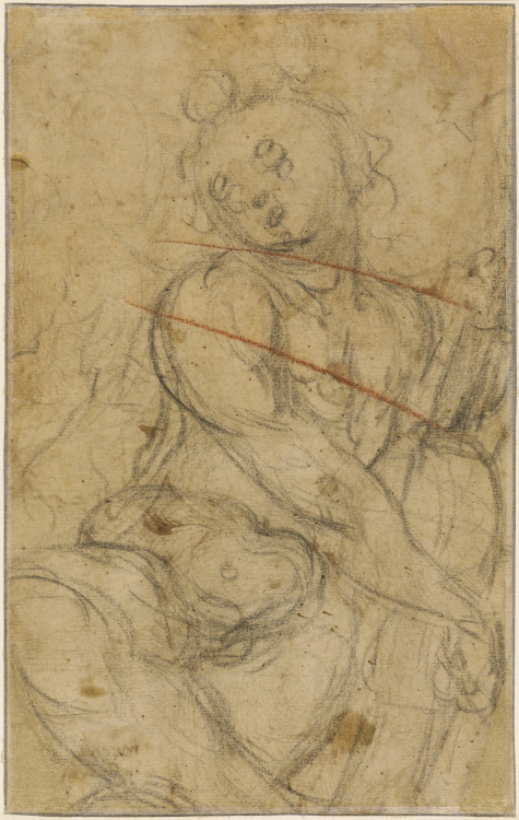 Nude Warrior Leaning over a Volute (recto) and Nude Child Playing with a Viola (verso) by Toussaint 