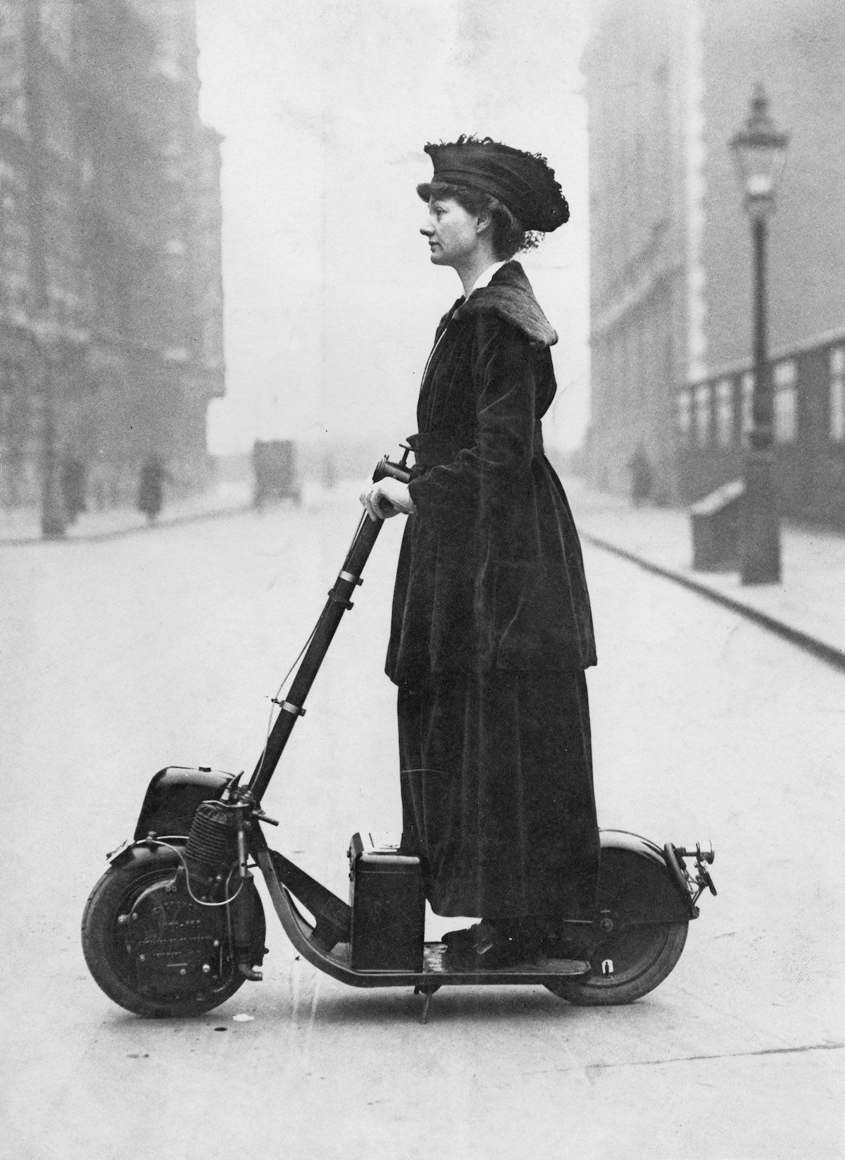 Lady Florence Norman on her scooter in London, circa 1916. Everything old is new again.  Source: Mashable