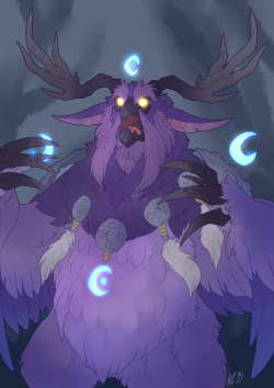 hornedfreak:  So yeah that doodle of Puj&rsquo;s DK Altairis back when he was alive and a druid… as a Moonkin. I didn’t know the color of his eyes so I tried to guess sob. 