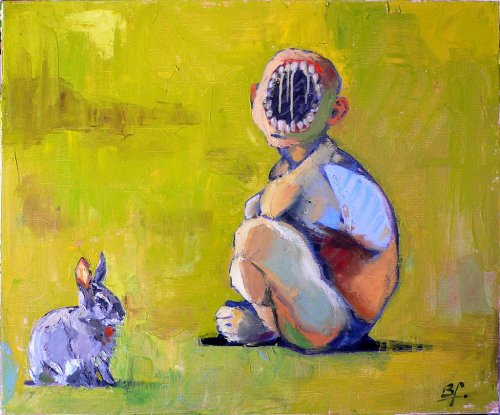 Bertrand Faupin aka BFaupin (French, based France) - Lapin, 2013, Paintings: Oil on Canvas