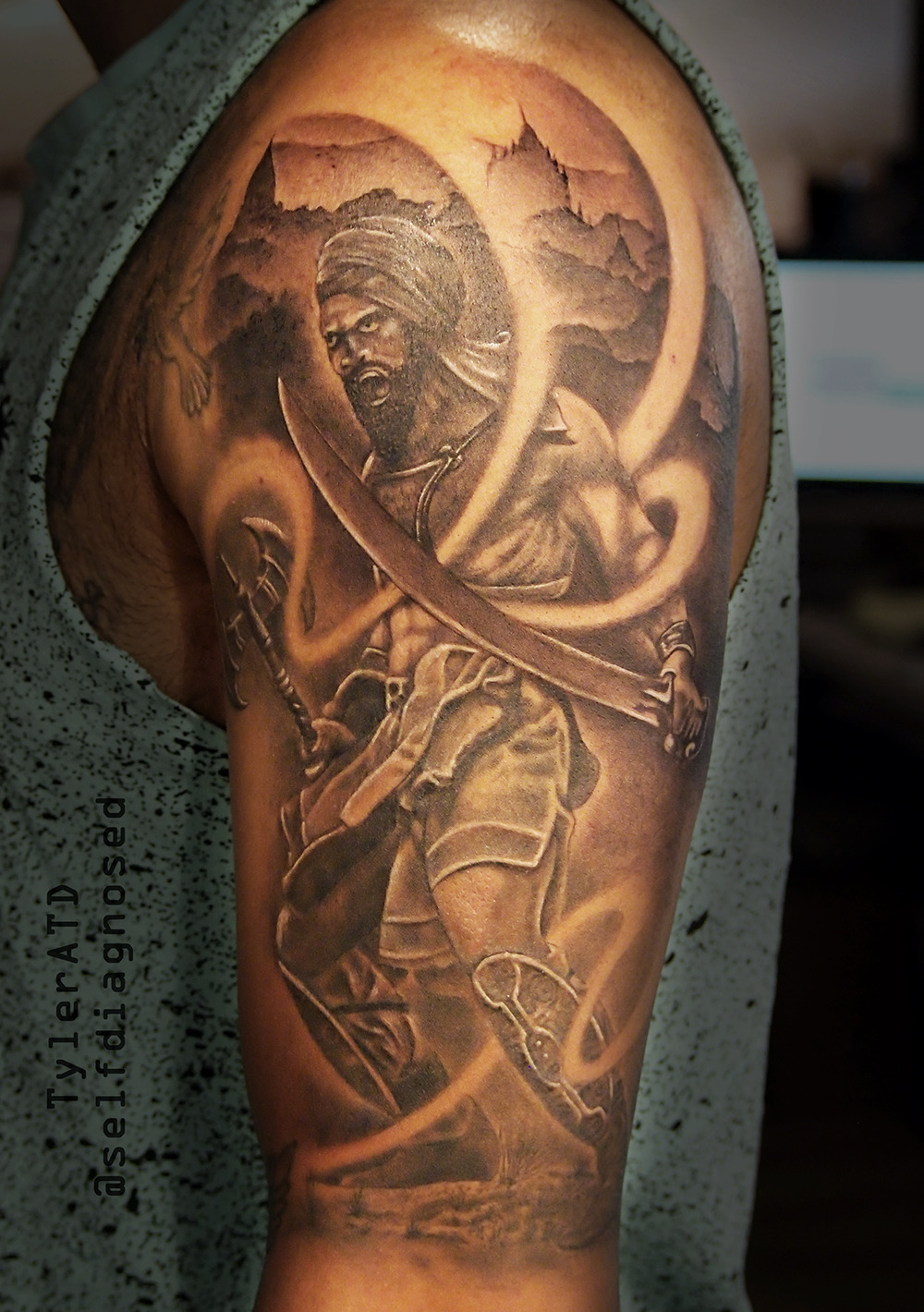 Tyler ATD Tattoos - Sikh warrior half sleeve tattoo TylerATD,...