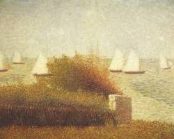 artist-seurat:  Race in Grandcamp, Georges SeuratMedium: oil,canvashttps://www.wikiart.org/en/georges-seurat/race-in-grandcamp-1885