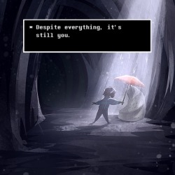 view-from-nowhere:   History repeats itself just like an old friendwho tells the same stories since we were kidsbut I reserve the right to change the ending this time. DESPITE EVERYTHING, IT’S STILL YOUAn Undertale Fanmix: listen Album art  