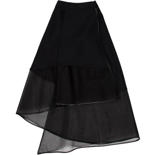 Pre-owned David Koma Mesh-Trimmed Midi Skirt ❤ liked on Polyvore (see more mid calf skirts)