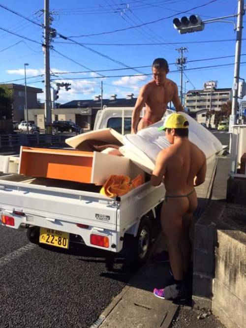 thongsareforboys:  Asian Construction Hunks In Thongs In Public!!!