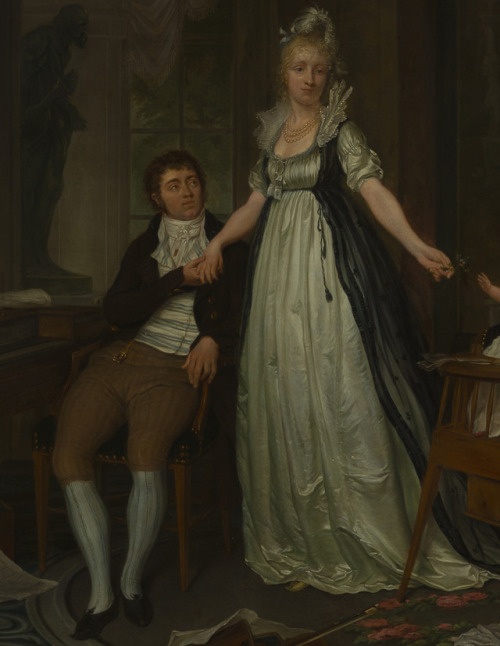 history-of-fashion:1801 Nicolaes Muys - Portrait of Erdwin Adrianus de Jongh with his wife Theodora 