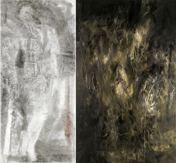 thunderstruck9:Ola Billgren (Swedish, 1940-2001), Getting Dark, 1989. Oil on canvas, diptych, 194 x 89 and 194 x 118 cm.