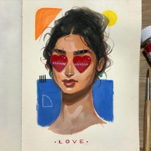 Day 2 of #paintober is ‘LOVE’ suggested by my buddy @linus_jasper ✨ Shading faces with p