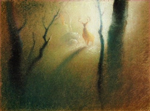 talesfromweirdland:‪Concept paintings for Disney’s BAMBI (1942), by Chinese/American artist, Tyrus W