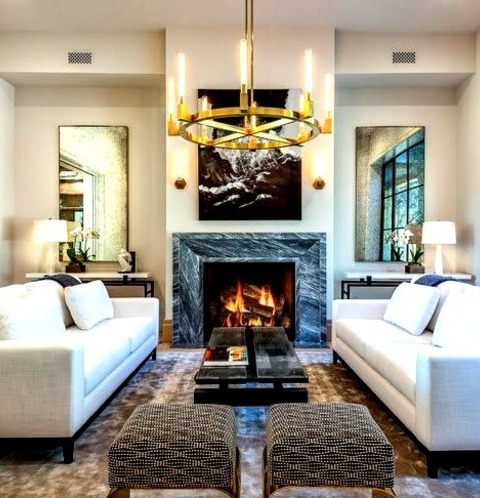Los Angeles OpenLiving Room - Large Country Formal And Open Concept Light Wood Floor And Beige Floor