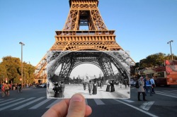 did-you-kno:  mymodernmet:Artist Fuses Vintage Photographs with Present-Day Paris to Make History Come AliveLOVE THIS. One of the coolest things I’ve ever seen!