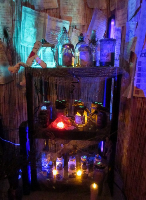 Some pics inside the swamp witch shack/front door area, where I sat to hand out the candy :)