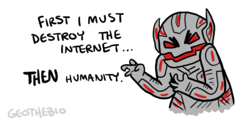 geothebio:“ age of ultron au where ultron gets too distracted by cute animal videos to become vengef