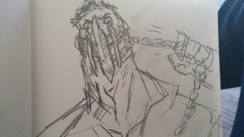 silvermender:  Some mad max doodles while taking train back to LA  Muzzled Max and snarling Furiosa are the hot highlights of the movie 