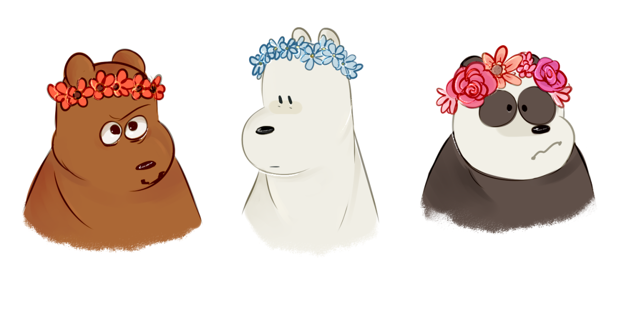 wbbbrothers:     voidvarmit said: could you draw all the bears wearing flower crowns?