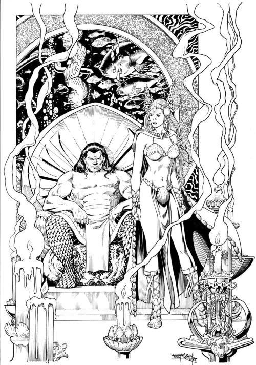 manyworldspress:Barry Kitson, Attuma and Jean Grey, June 2020.bit.ly/3dv5H2B________________