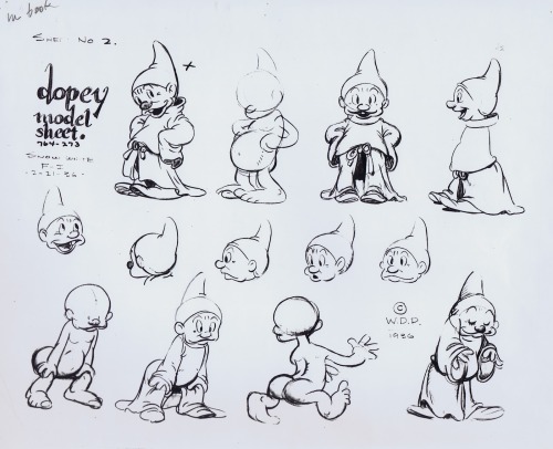 Character designs for Snow White and the Seven Dwarfs