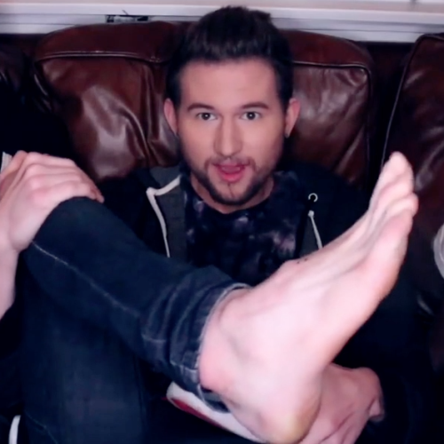 drakebois:Ricky Dillon has his toes, fresh out of his shoe and sock, sniffed and sucked by Shane Daw