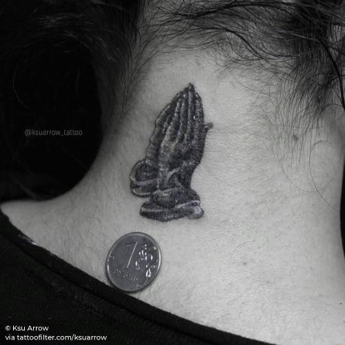 Gangster Prayer Hands Neck Tattoo by lionelkoolman  Tattoogridnet