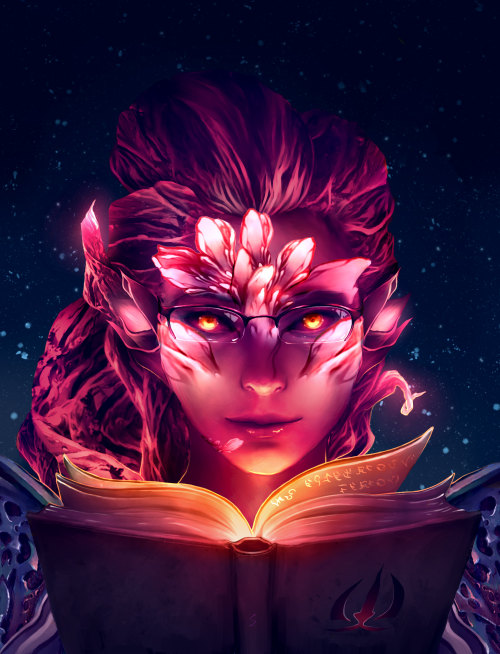 Commission - Knowledge is Power Commission done for a GW2 player of their sylvari Moreera.“Pri