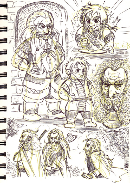 petitpotato:  More sketchbook scans~ Once again it’s just the Hobbit or rather