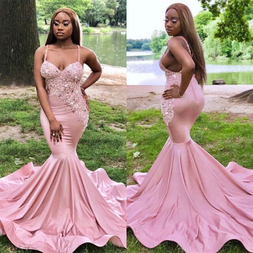 Pink Mermaid Lace Appliques 2019 Prom Dress. Item code:DD0118 #pinkdress #promdresses #prettydress #