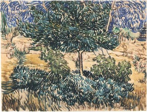 artist-vangogh: Trees and Shrubs, 1889, Vincent van GoghMedium: chalk,watercolor,paper