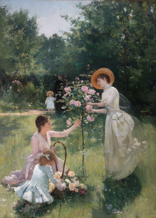  Albert Aublet (1851-1938, French) ~ The Rose Garden, 1888[Source: Doyle Auctions]