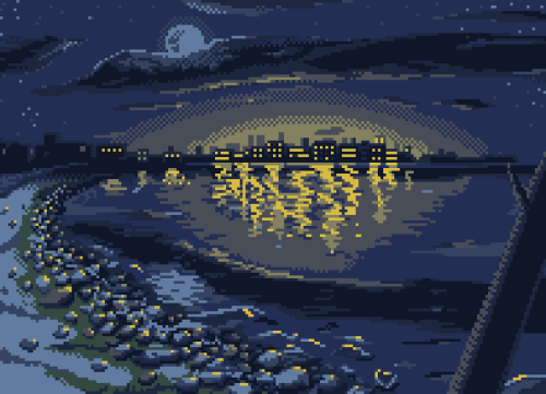 daydreamers-art: Some pixel art of the Finish night scenery