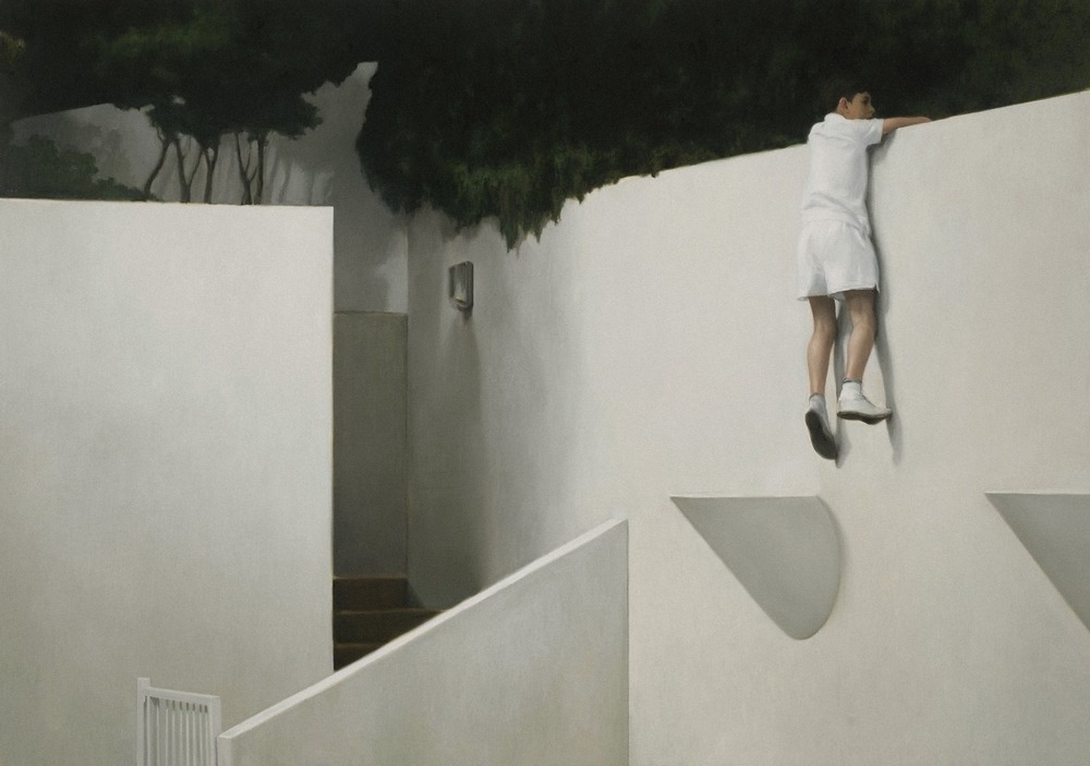 Boy On Wall by Jonathan Wateridge