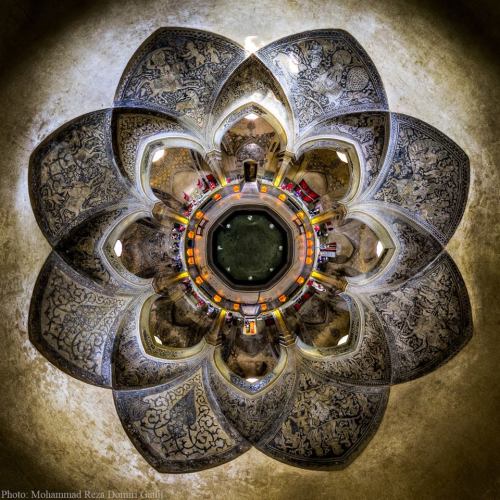 littlelimpstiff14u2:  The Stunning and Very Rare Architectural Photography of Iranian Mosque Interiors by Mohammad Rez Domiri These incredible photos capture the intricate detail of the Middle East’s grandest temples - a kaleidoscope of colours on their